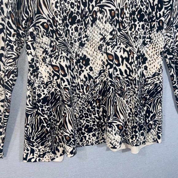 Chicos Cardigan Womens 0 Beige Cheetah Print Pull On Long Sleeve Business Casual - Picture 10 of 12